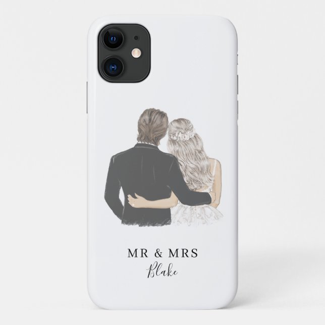 Bride and Groom Illustration Case-Mate iPhone Case (Back)