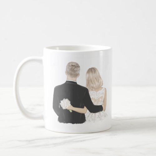 Bride and Groom Illustration Coffee Mug