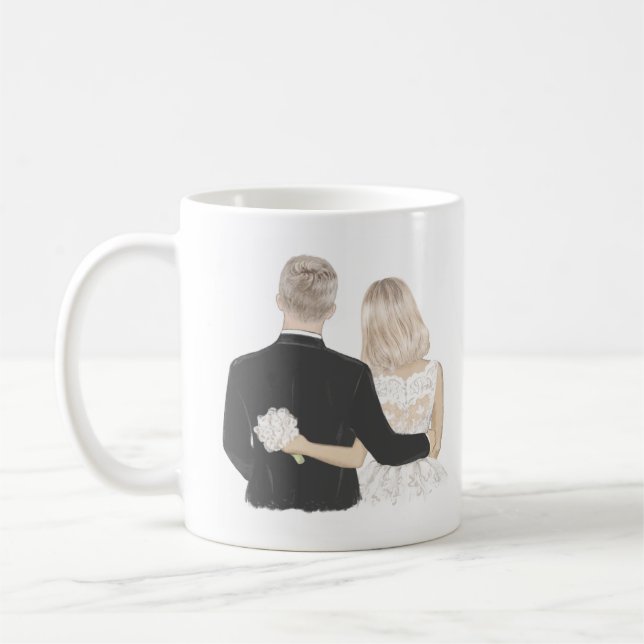 Bride and Groom Illustration Coffee Mug (Left)