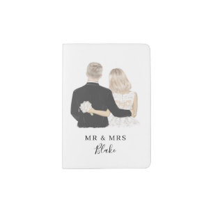 Bride and Groom Illustration Passport Holder