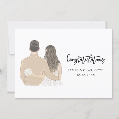 Bride and Groom Illustration Wedding Card