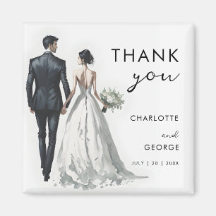 Bride and Groom Illustration Wedding Favors Magnet