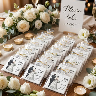 Bride and Groom Illustration Wedding Favors Magnet