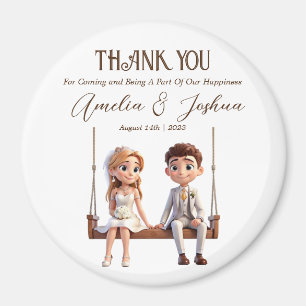 Bride and Groom Illustration Wedding Favors Magnet