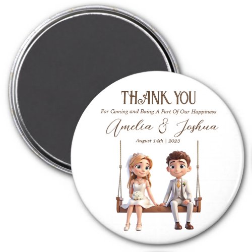 Bride and Groom Illustration Wedding Favors Magnet