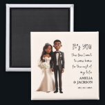 Bride and Groom Illustration with love quote Magnet<br><div class="desc">Bride and Groom Illustration with love quotes Wedding Favors Magnet Elevate your wedding with our "Bride and Groom Illustration Wedding Favors with love quotes Magnet." Love Quotes written "It's YOU the one I want to come home for the rest of my life" Personalize these charming magnets with your names and...</div>