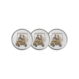Bride and Groom in a Golf Cart Wedding Favor Ball Marker