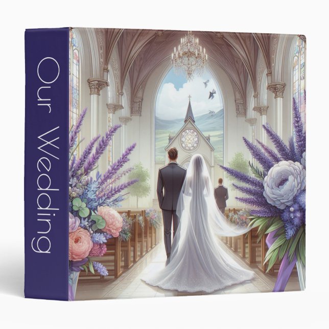Bride and Groom in Chapel  3 Ring Binder (Front/Spine)