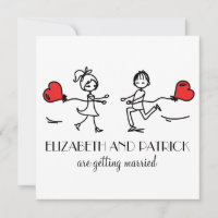 Bride and Groom In Love Doodles Wedding Invitation