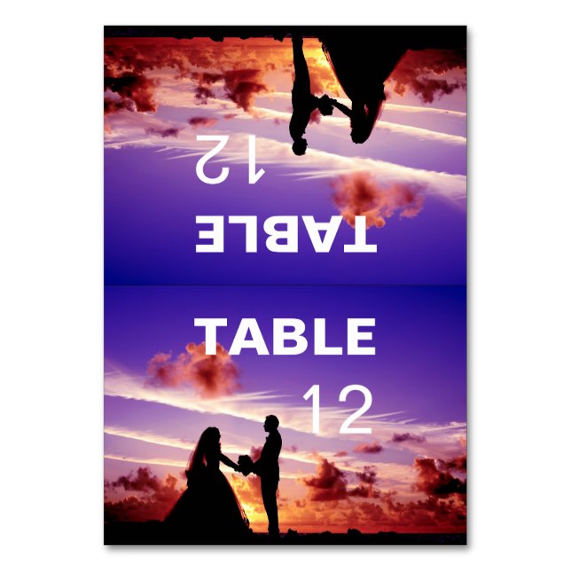 Bride and Groom in Sunset Folded Table Card (Front)