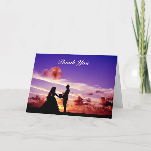 Bride and Groom in Sunset Greeting Card (Front)