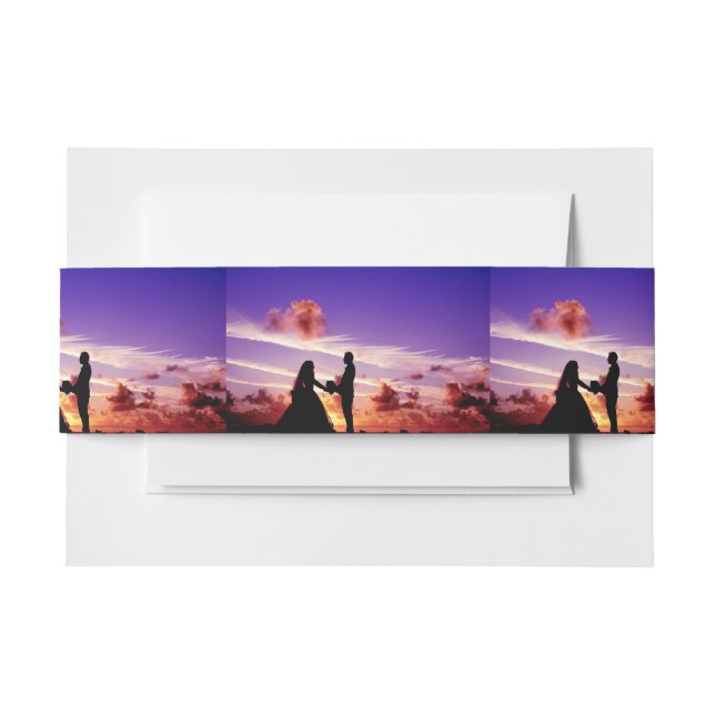 Bride and Groom in Sunset Landscape Belly Band (Front Example)