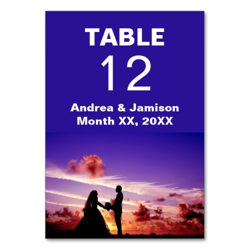 Bride and Groom in Sunset Wedding Table Card