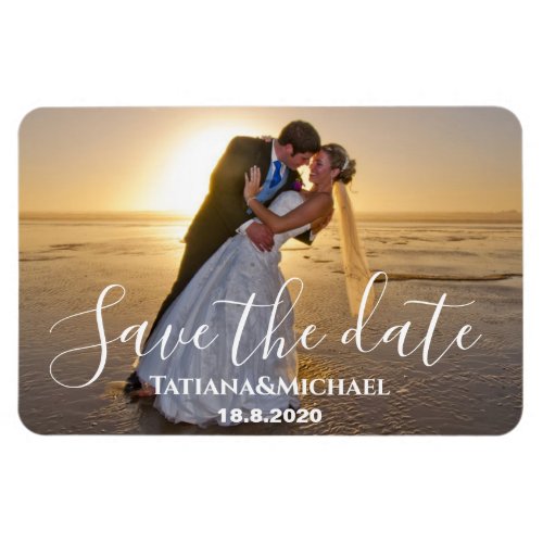 Bride and groom in the beach,save the date, custom magnet
