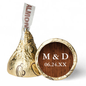 Bride and Groom Initials Rustic Wood Wedding Gold Hershey®'s Kisses®