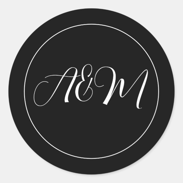Bride and Groom Initials Wedding Classic Round Sticker (Front)