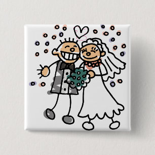 Bride and Groom Jump for Joy Pinback Button