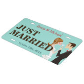 Bride and Groom Just Married Decorative Wedding License Plate (Side)
