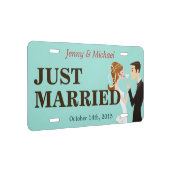 Bride and Groom Just Married Decorative Wedding License Plate (Right)
