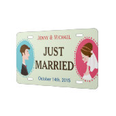 Bride and Groom Just Married - Personalized License Plate (Left)