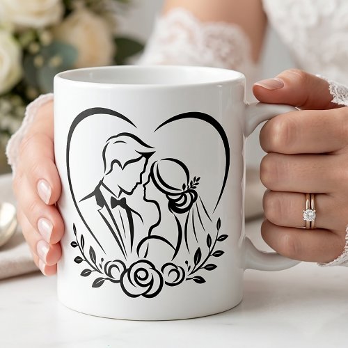bride and groom, just married, romantic wedding, h coffee mug