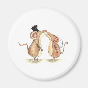 Bride and Groom - Kissing Mice - Gift for Wedding Magnet