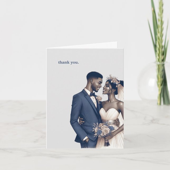 Bride and Groom Letterpress Thank You Card (Front)