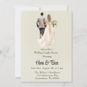 Bride and Groom Light Green Wedding Couples Shower Invitation