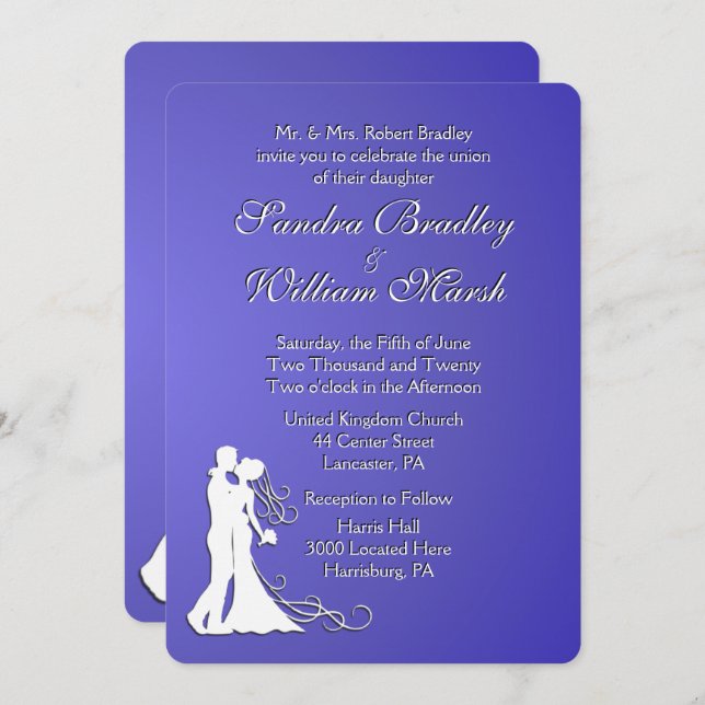 Bride and Groom Lotus Wedding Invitation (Front/Back)