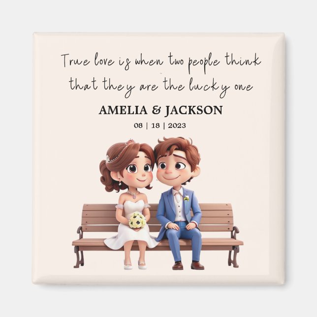 Bride and Groom Love Quotes Wedding Favors Magnet (Front)