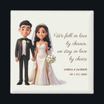Bride and Groom Love Quotes Wedding Favors Magnet<br><div class="desc">Bride and Groom Illustration with love quotes Wedding Favors Magnet Elevate your wedding with our "Bride and Groom Illustration Wedding Favors with love quotes Magnet." Love Quotes written " We fall in love by chance, we stay in love by choice" Personalize these charming magnets with your names and date, featuring...</div>