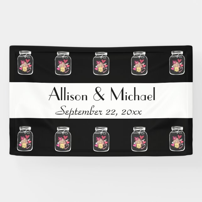 Bride and Groom Mason Jars Choose Your Color Banner (Horizontal)