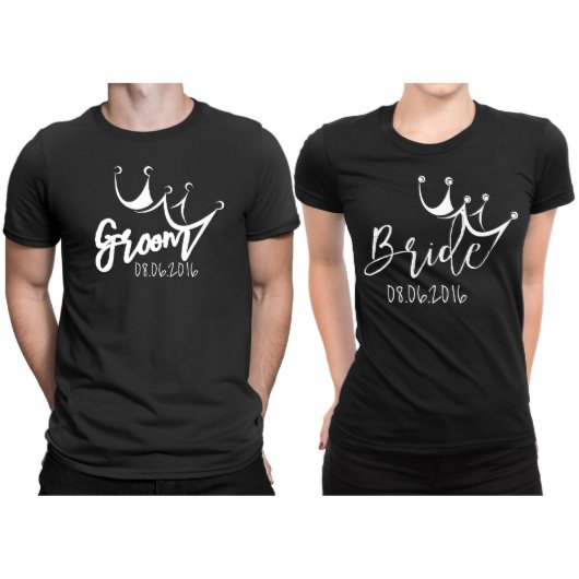 Bride and Groom Matching Post Wedding T-Shirts (Front)