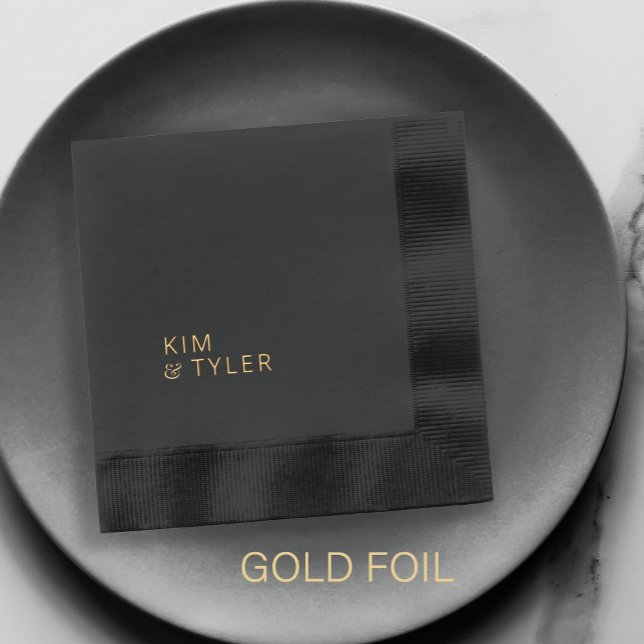 Bride and groom modern typography wedding foil napkins (Creator Uploaded)