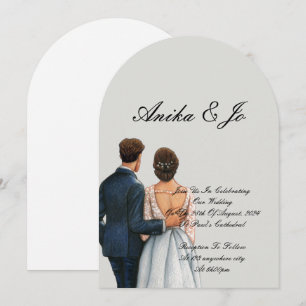 bride and groom modern wedding  invitation