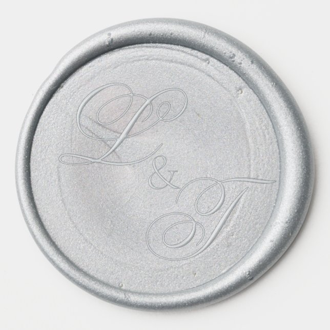 Bride and Groom Monogram Initials Wax Seal Sticker (Front)