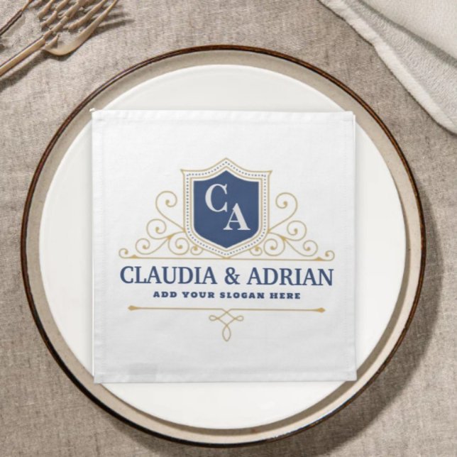Bride And Groom Monogram Names Elegant Weeding Cloth Napkin (Creator Uploaded)