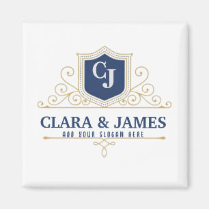 Bride And Groom Monogram Names Elegant Weeding Magnet