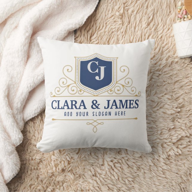 Bride And Groom Monogram Names Elegant Weeding Throw Pillow (Blanket)