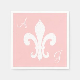 Bride and groom monogram paper napkins for wedding