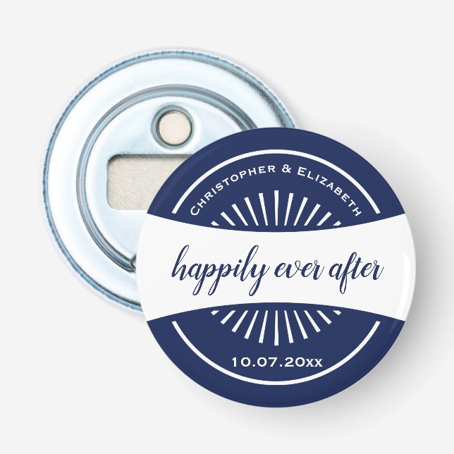 Bride and Groom Monogram Wedding Party Favor Bottle Opener (Front)