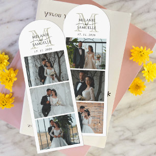 Bride and Groom Monogram Wedding Photo Collage Bookmarks