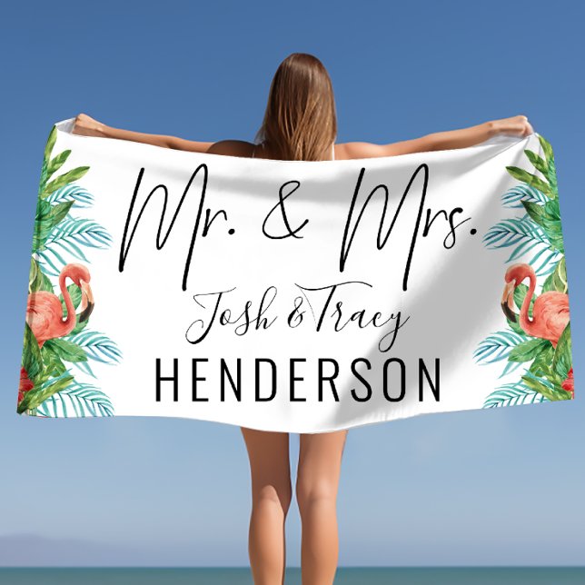 Bride and Groom, Mr and Mrs Tropical Custom Beach Towel (Bride and Groom, Mr and Mrs Tropical Custom Beach Towel)