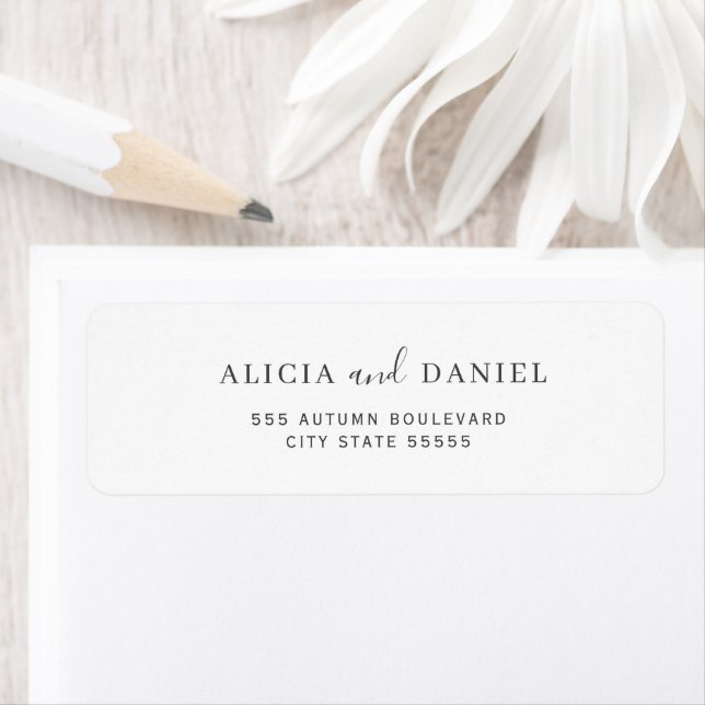 Bride and groom names black white return address label (Insitu)