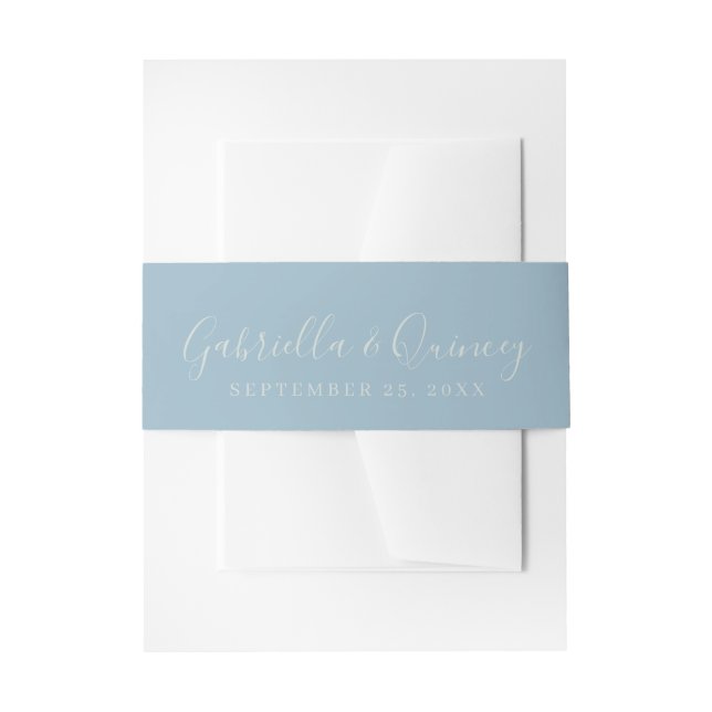 Bride and Groom Names Peach Wedding Invitation Belly Band (Front Example)