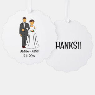 Bride and Groom Names Wedding Favor Ornament Card