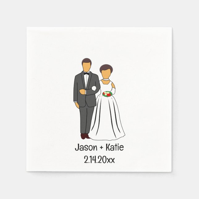 Bride and Groom Names Wedding Napkins (Front)