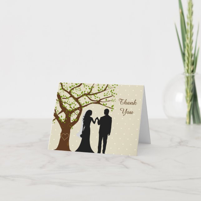 Bride and Groom Oak Tree Wedding Thank You Card (Front)