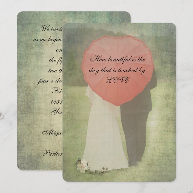 Bride and Groom Old-fashioned Country Wedding Invitation (Front/Back)