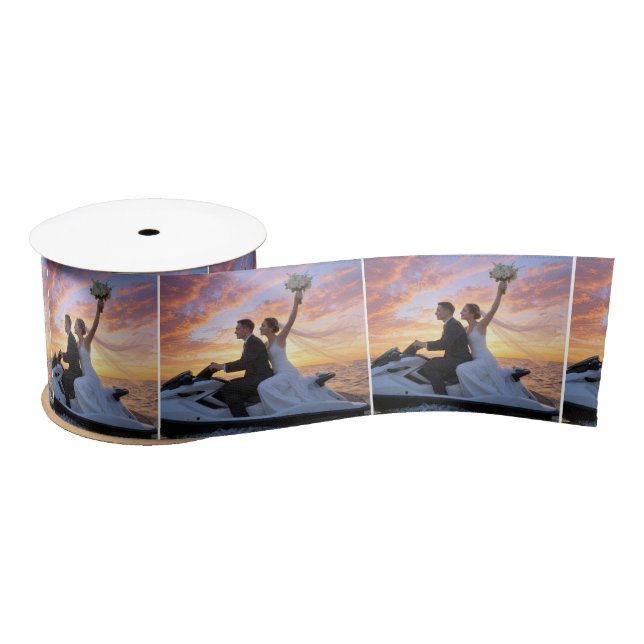 Bride and Groom on a Jet Ski Satin Ribbon (Spool)